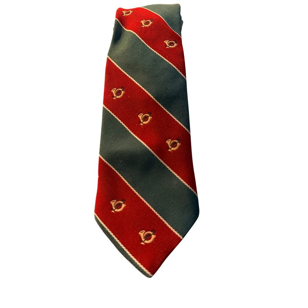 Rene Designer Collection Red Green Striped Novelty Silk Tie Classic